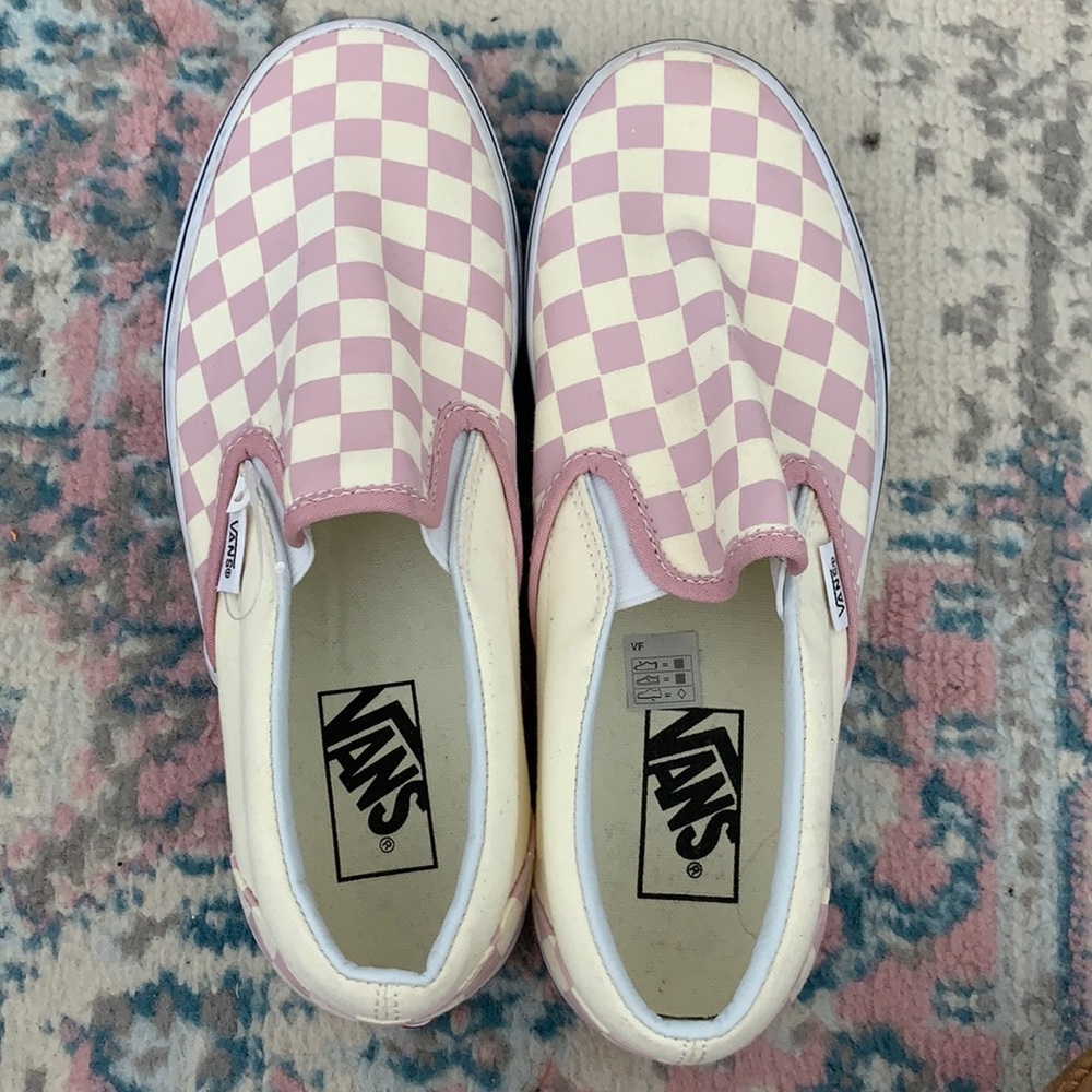 Checkerboard Slip-on Vans in Blushing Bride